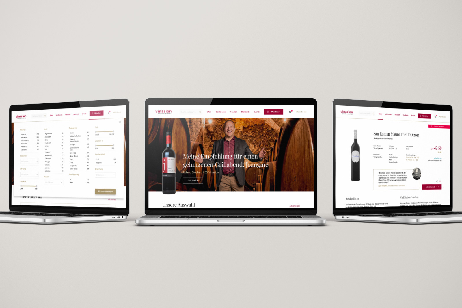 Desktop view of Vinazion wine shop